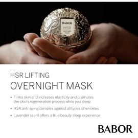 BABOR HSR Lifting Overnight Mask, Face Care Against Wrinkles, Anti-Ageing Cream Mask for Any Skin, with Vitamin E, Argan and Almond Oil, Vegetable Peptides, Smooth and Radiant Skin, Vegan, 1 x 50 ml