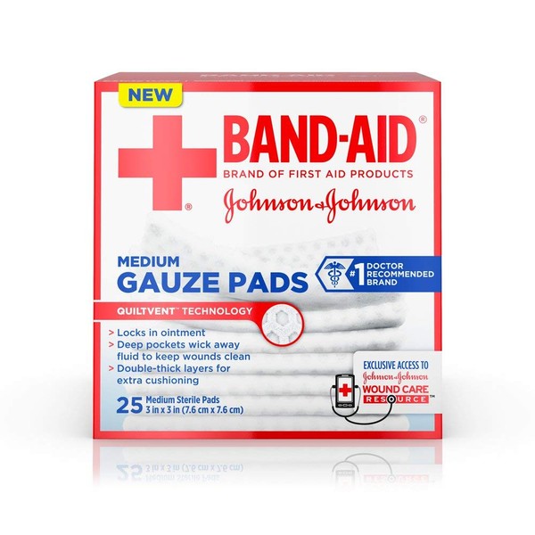 Johnson & Johnson Red Cross Hospital Grade Gauze Pads 3"x3" - 25 ct