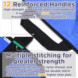 ZHEEYI Bed Positioning Pad with Reinforced Handles 63" x 40" Washable Patient Transfer slide Sheet for Body Lifting, Turning, Repositioning, for Elderly, Incontinence, Caregiver, Blue