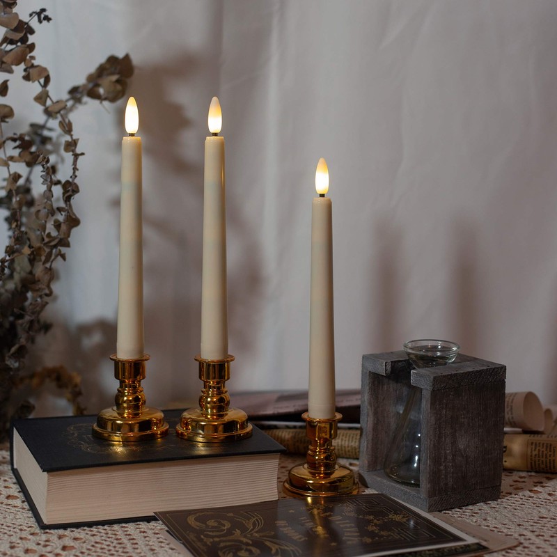 Flameless Taper Candles Flickering with Remote & Timer, Battery Operated