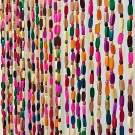 ave split Wood Door Beaded Curtain Boho-Bohemian Wooden Doorway Beads Curtains Made of Wood&Bamboo-for Window,Aisle, Corridor, Door Decor 048zp- (Colorfull, 52 Strands)