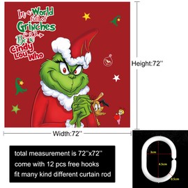 Cuteiush Bathroom Shower Curtain Merry Christmas Holiday Waterproof & Removable 72x72 inch Valance with Hooks Funny 3D Printing Farmhouse Stall Bathub Decoration