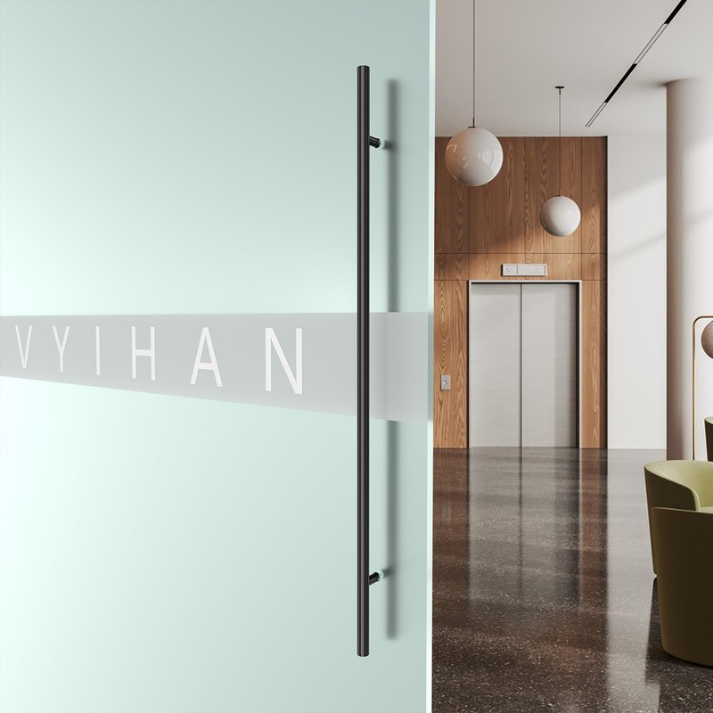 LVYIHAN Matte Black Round Barn Door Handles 12"/16"/18"/24"/36"/48"/59'', Pull Push