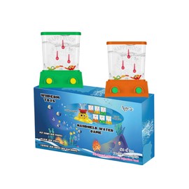 Wiiperm 2 Pieces Water Handheld Games for Kids Fish Ring Toss & Basketball Retro Mini Orange Toy Water Ring Toss Handheld Game Car Travel Toy Games Console Pocket Games for Kids Holiday Present