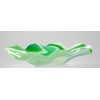 Swirled Green White and Blue Ruffled Bowl 11.5 inch Handcrafted