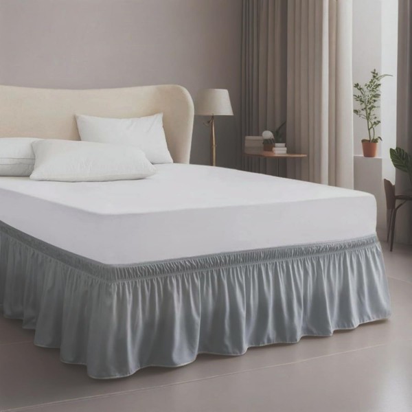 Elastic Wrap Around Bed Skirt - Easy Fit with 15-Inch