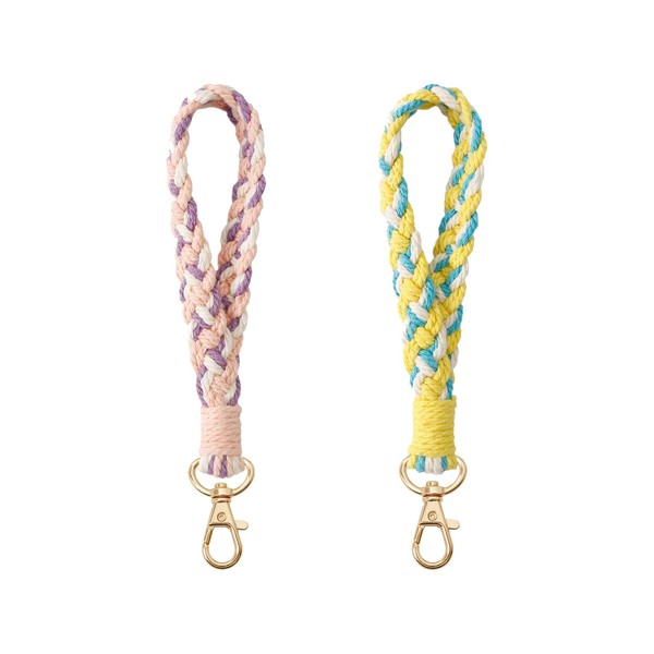 MFCGHXR Keychain Boho Handmade Wristlet Macrame Wristlet Keychain Daisy Weave
