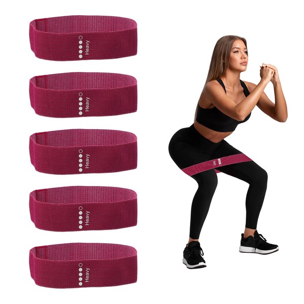 PATIKIL Fabric Resistance Bands Heavy, 5 Pack Elastic Exercise Bands