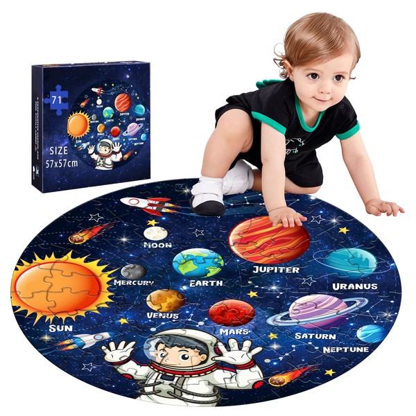 Solar System Floor Puzzles for Kids, 71 Piece Space Jigsaw