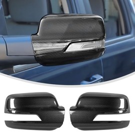 Linskip Driver and Passenger Side Mirror Covers with Turn Signal Light Compatibility for 2019-2023 2024 2025 Dodge Ram 1500, Door Mirror Bezel Caps for Ram 1500(Black Carbon)
