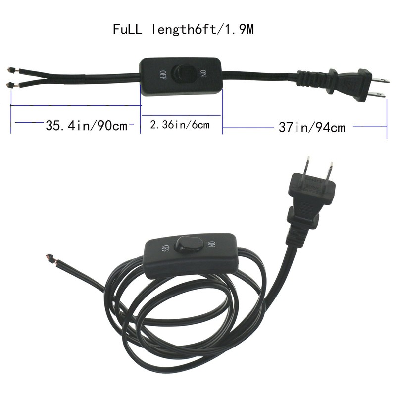 HBFBZM 6Feet Lamp Cord with Switch On Off, 6Ft 18AWG