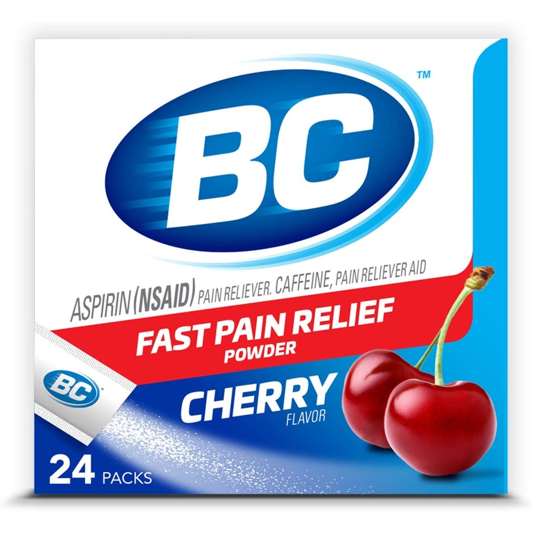 BC Powder | Fast Pain Relief | Aspirin (NSAID) & Caffeine | Cherry | 24 Count
