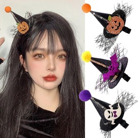 Moeagel Halloween Decoration, Hair Clip, 3 Types, Cute, Hat Type Hairpins, Bats, Ghosts, Pumpkins, Halloween Atmosphere, For Women, Children, Halloween Cosplay, Props for Hair Clips, Halloween, Party