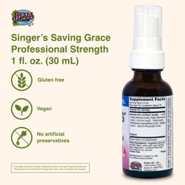 Herbs Etc. Singer's Saving Grace Professional Strength Non-Alcohol Spray - Herbal Support for Soothing Throat - Throat Comfort Spray with Yerba Mansa & Licorice - 1 fl oz (About 75 Servings) - 2 Pack