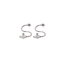 Saturn Swirl Conch Earrings for Women,Silver Y2k Star Earring Unique Planet Helix Earring Cubic Zirconium Dainty Earrings Jewelry Gifts for Women (A:Silver Saturn)