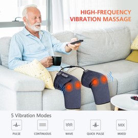 COMFIER Heated Knee Massager Heating Pad for Knee Pain Relief,Heat Knees Warmers Wrap with Massage and Vibration-Gray