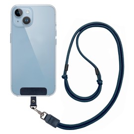 EKAX Adjustable Nylon Strap with PU Leather Clip, Universal Cell Phone Lanyard, Neck Hanging & Crossbody Strap, for Most Smartphone Cases, Keys & Work Permit, Easy Clip On & Off (Midnight Blue)