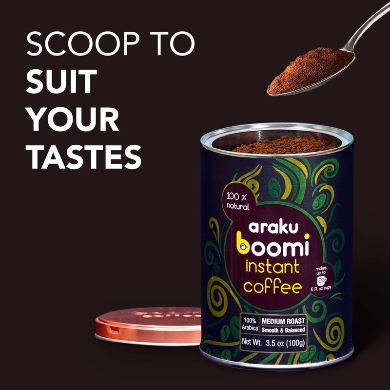 Boomi Premium Single Origin Instant Coffee Powder - Medium Roast,