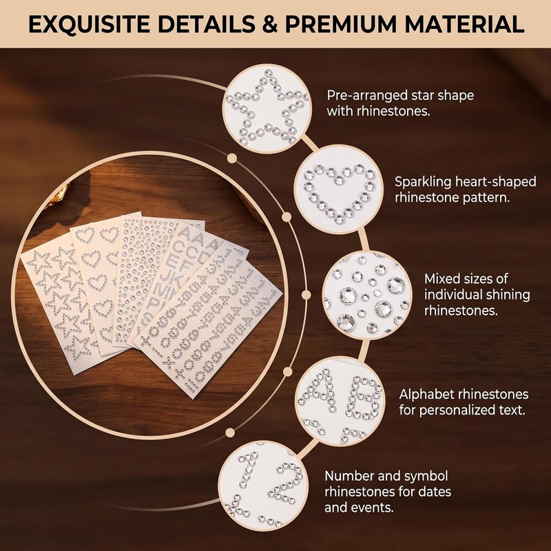 ECHO‑OVE 5 Sheets Hair Body Face Gems Rhinestone Stickers
