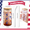Yetene 6 Pcs Patriotic Drinking Cup Glasses with Bamboo Lids