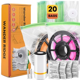 3D Printer Filament Storage Bags Vacuum Storage Bags Kit 3D Printer Accessories with 20 Storage Bags (13x15 inches), 20 Desiccants, Auto Pump, 2 Sealing Clips, Dust Proof, Humidity Resistant