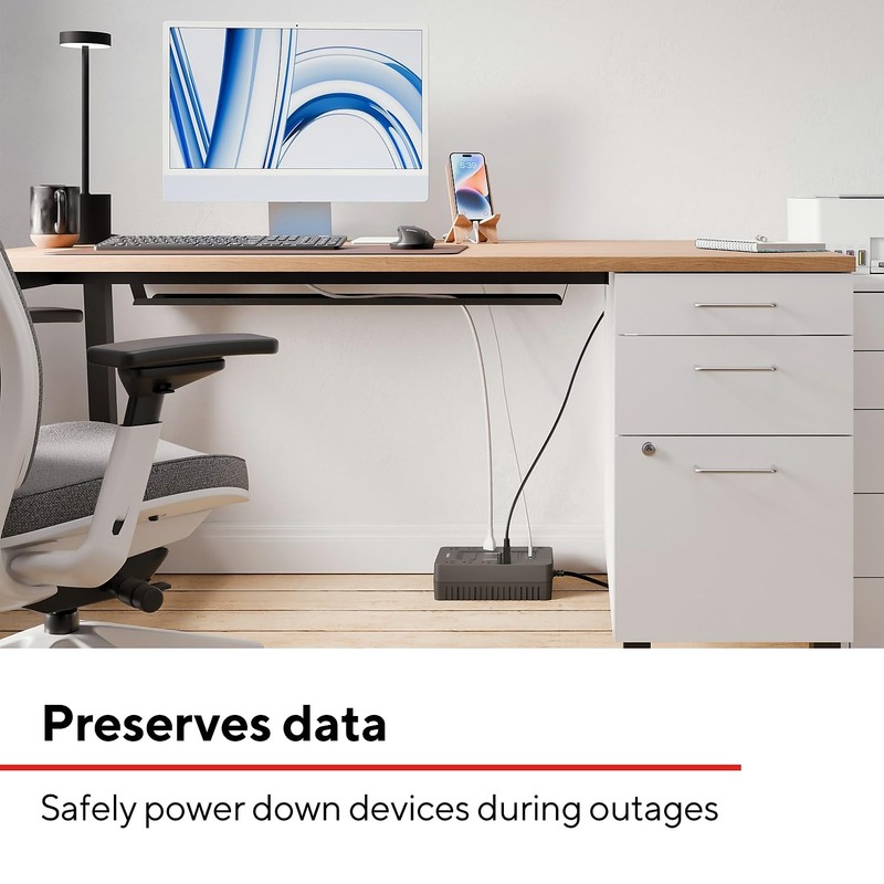 Staples TECH 650VA 8-Outlet Battery Back-Up and Surge Protector Standby