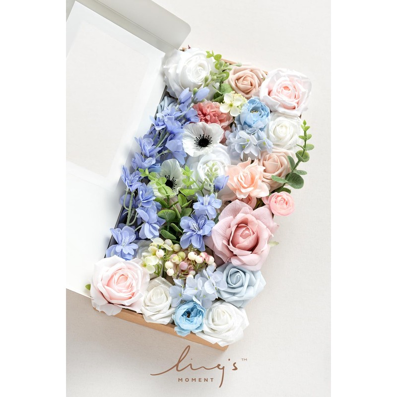 Ling's moment Fake Flowers Box, Faux Artificial Greenery Stems Foam