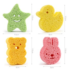 5 Pcs Baby Bath Sponges, Kids Sponges, Cute Cartoon Bath Sponges, Animal Bath Loofah Natural Sponges, Suitable for Newborns