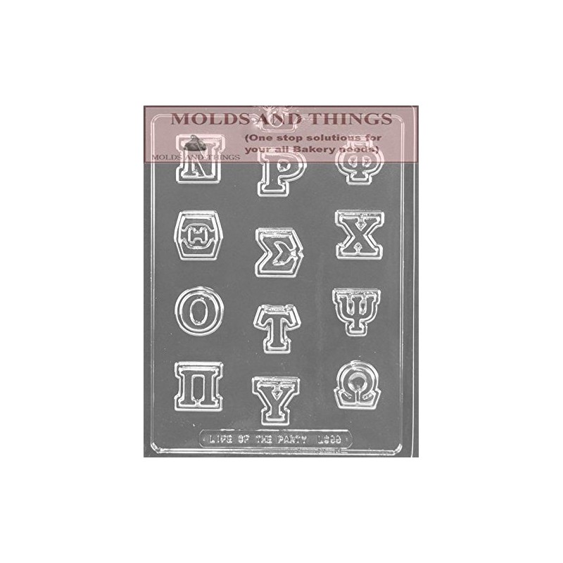 Greek Letters Chocolate Molds With Copyrighted Candy Making Instruction