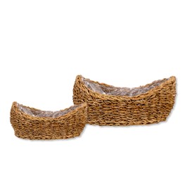 DARO DEKO Seagrass Basket Bowls Natural Set of 2 with Insert Flower Pot Braided Storage Basket Planter Flower Basket