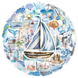 Ocean Stickers for Laptop (50 PCS),Gift for Children Teens Adults Girl Boys,Waterproof Stickers for Water Bottle,Cute Sea Creature Stickers for Scrapbook,Skateboard,Bike,Phone,Dairy