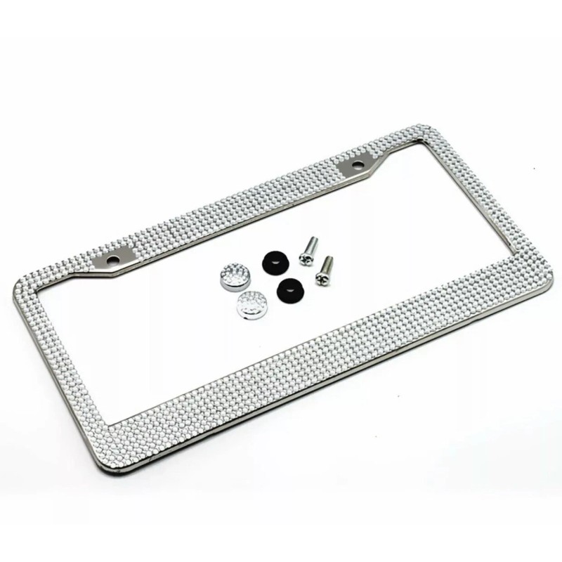 Carbole 2PACK Bling Metal License Plate Frame Tag Sparkling Glitter