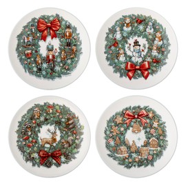 loomingville Valentine's Day Plate Set, Set of 4, Diameter 12.5 cm, HOMLA, Green