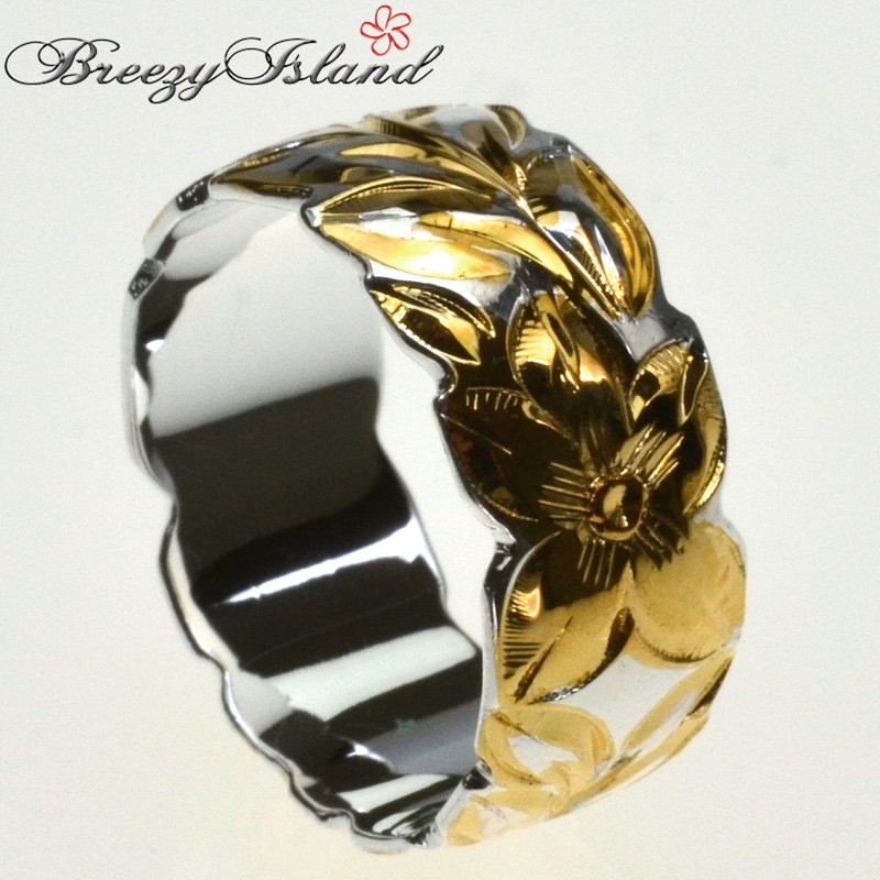 [BreezyIsland] Hawaiian Jewelry Ring, Mireleaf 8mm Width, Sterling Silver