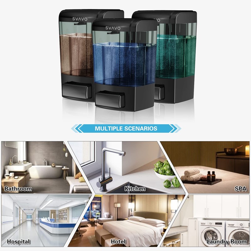 SVAVO Wall Mounted Soap Dispenser Kitchen Bathroom Manual Soap Dispenser