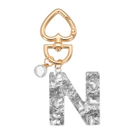 PATIKIL Alphabet Initial Letter Keychain, Cute Heart Crystal Keychains Car Keyring Letter N Pendant Charm Key Chain for Key Wallet Purse Handbag Backpack, Silver