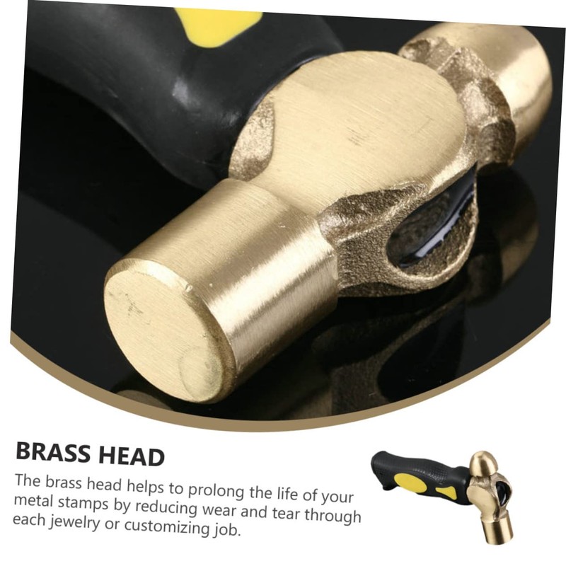 Sosoport Professional Brass Stamping Hammer Round Head Non-Sparking Hand Turned