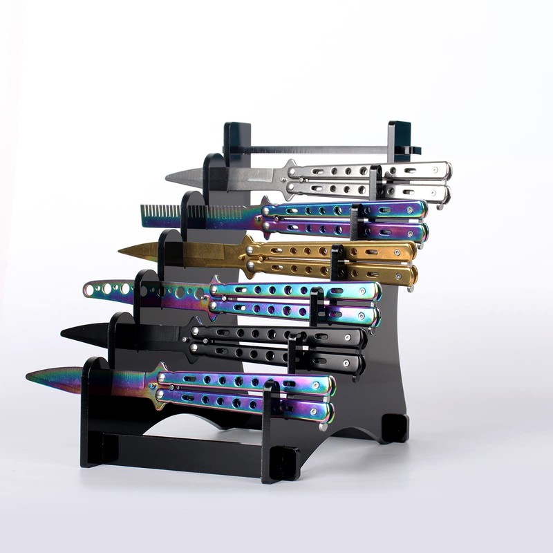WLSANX Knife Display Stand,Acrylic Desktop Knife Holder Holds 6 Knives