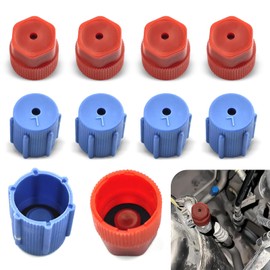 gunroil 10 Pack Car Low Side High Side Air Conditioning Cover Accessories, Low Side High Side Seal Cover Parts, Universal Vehicle Air Conditioning Service for Most Cars (Blue & Red)