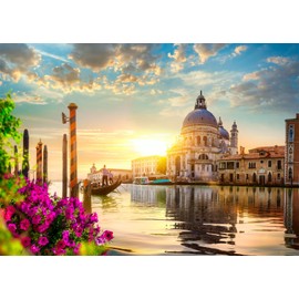 CORFOTO 2.1x1.5m Italy Landmark City Water City Venice Sunset Background Venice Town Backdrop Venice City Backdrop for Photography Italian Party Decorations Photo Booth Studio Props