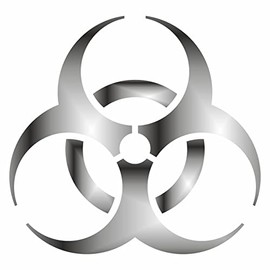 AMA SHOP Prespaced Sticker Biohazard Nuclear Radioactive Symbol Silver color | Car Stickers | Sticker for Helmet, Motorcycle, Camper | PVC Sticker for Wall Decal Wall Mural