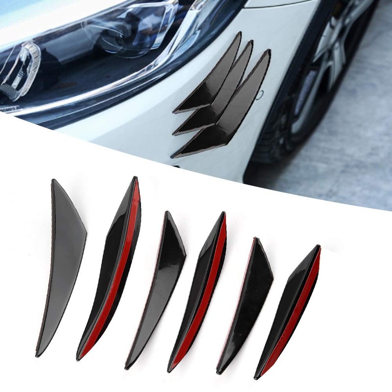 Front Lip Spoiler Splitter, 6 Pieces Gloss Black Car Front