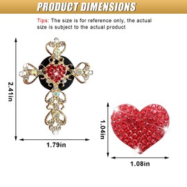 UHANBUT 2PCS Bling Cross & Heart Car Dashboard Air Vent Trim Clip, Sparkly Crystal Rhinestone Air Conditioner Outlet Vent Clips Charm, Universal Vehicle Interior Diffuser Accessory for Women (Red)