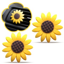 Sunflower Air Vent Clip, Sunflower Car Air Fresheners Decor, Car Air Vent Perfume Holder, Cute Car Clip Interior Air Vent Decoration, Fragrance Prensent Accessories for Women, Yellow (2PCS)