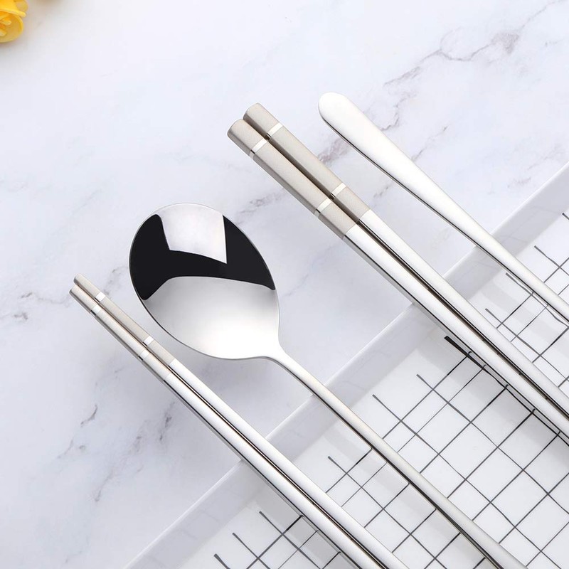 Buyer Star Stainless Steel Korean Chopsticks Spoons and Fork Set,