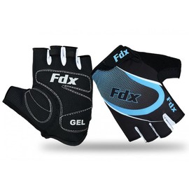 FDX Half Finger Cycling Gloves - Breathable, Gel Padded Protection, Anti-Slip - Fingerless Shock-absorbing Mitts for Mountain Bike, Road Bicycle, MTB, Riding, Men and Women (XX-Large, Blue)
