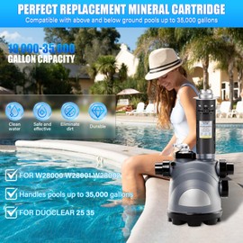 DWALE Replacement for Nature2 Duoclear 25 35 Mineral Cartridge,W28001 W28002 with Zodiac DuoClear Fusion, Fusion Soft,Vision Pro System Aboveground Ingroud Pool Vessels,for up to 35,000 Gallons Pool