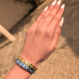 Dolceoro April Birthstone Charm Link Jewelry, SILVER Color Family Birthstone Italian Modular Charm Link Stainless Steel