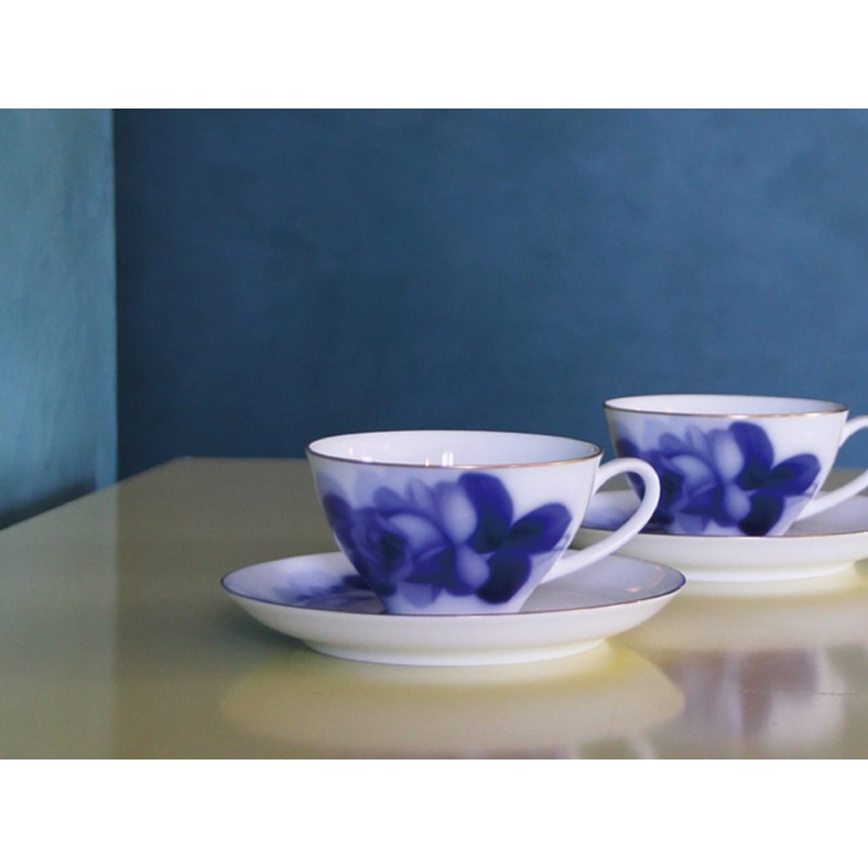 Okura Tien 30C/8211 Blue Rose Cup & Saucer, Coffee Tea,