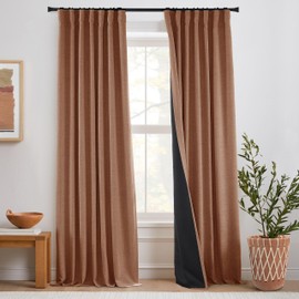 PANELSBURG Terracotta Boho Blackout Curtains for Bedroom 2 Panels 84 Inches Long Back Tab Pleated Linen Textured Earthy Rust Colored Bohemian Curtains for Living Room,84 Inch Length,Clay Red